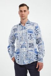 Koszula męska lniana ze wzorem PAUL&SHARK. Koszule męskie PAUL&SHARK, m, bez wzorów, bez kołnierzyka, bez ramiączek. Za 1,469.00 zł.