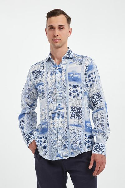 Koszula męska lniana ze wzorem PAUL&SHARK. Koszule męskie PAUL&SHARK, m, bez wzorów, bez kołnierzyka, bez ramiączek. Za 1,469.00 zł.