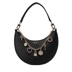 Torebka Guess. Czarne torebki do ręki damskie Guess, z aplikacjami, klasyczne, bez dodatków. Za 609.99 zł.