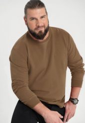 Bluza męska wkładana przez głowę B‑ANDY plus size. Brązowe bluzy męskie Volcano, m, bez wzorów, z bawełny, bez kaptura. Za 154.99 zł.
