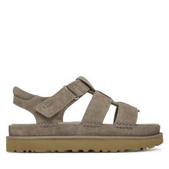 Sandały Ugg. Brązowe sandały damskie UGG, bez wzorów, bez obcasa, na płaskiej podeszwie, bez zapięcia. Za 459.99 zł.