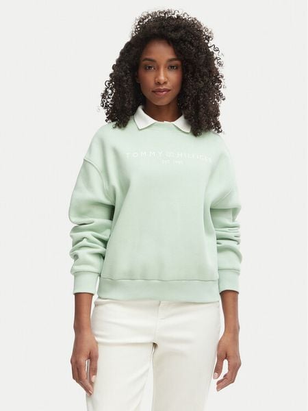 Tommy Hilfiger Bluza WW0WW47831 Zielony Regular Fit. Zielone bluzy damskie Tommy Hilfiger, l, bez wzorów, z bawełny, bez kaptura. Za 281.99 zł.