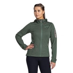 Damska kurtka softshell Kilpi BELTRA-W. Zielone kurtki sportowe damskie Kilpi, xs, bez wzorów, z softshellu, bez kaptura, trekkingowe. Za 370.41 zł.