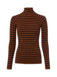 Marie Lund dzianinowa koszulka z długim rękawem Kobiety brązowy|czarny, M. Brązowe t-shirty damskie Marie Lund, m, bez wzorów, z dzianiny, biznesowe, bez kołnierzyka. Za 139.95 zł.
