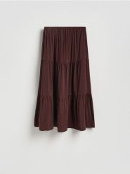 Spódnica maxi z wiskozą - brązowy. Brązowe spódnice damskie Reserved, l, bez wzorów, z tkaniny, maxi, rozkloszowane. Za 139.99 zł.