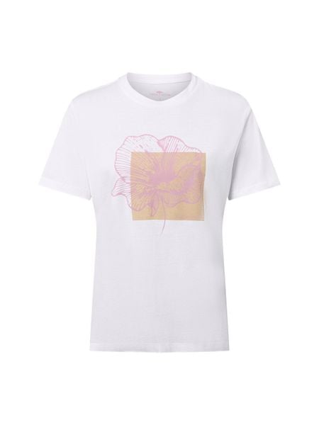 Fynch-Hatton Koszulka damska Kobiety Modal biały nadruk, M. Białe t-shirty damskie Fynch-Hatton, m, bez wzorów, z bawełny, bez kołnierzyka. Za 199.95 zł.