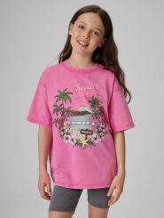 4F T-shirt loose z nadrukiem dziewczęcy - różowy 158/164 (12-14 lat). Czerwone t-shirty i topy dla dziewczynek 4f, bez wzorów, z bawełny, bez ramiączek. Za 59.99 zł.