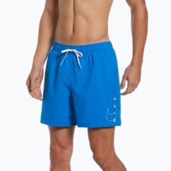 Szorty kąpielowe męskie Nike Swoosh Break 5" Volley. Czerwone kąpielówki męskie Nike, m, bez wzorów, krótkie. Za 99.99 zł.