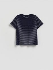 Bawełniany t-shirt - wielobarwny. T-shirty damskie Reserved, l, bez wzorów, z bawełny, bez kołnierzyka. Za 39.99 zł.