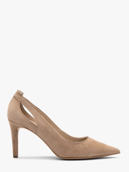 Beżowe czółenka na szpilce. Brązowe czółenka damskie Ryłko, bez wzorów, ze skóry, eleganckie, bez obcasa, na obcasie, bez zapięcia. Za 399.99 zł.
