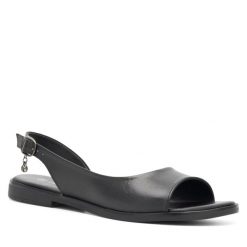 Sandały Lasocki. Czarne klapki damskie Lasocki, bez wzorów, bez obcasa, na płaskiej podeszwie, bez zapięcia. Za 159.99 zł.