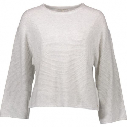 Sweter w kolorze kremowym. Białe swetry damskie Tom Tailor Adults, z bawełny, z okrągłym kołnierzem. W wyprzedaży za 86.95 zł.