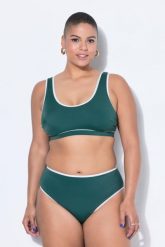 Damskie Figi od bikini lamówka wysoki stan efekt modelujący. Zielone bikini damskie Ulla Popken, plus size, bez wzorów, plus size. Za 91.99 zł.
