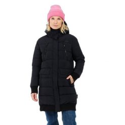 Damska kurtka puchowa Protest Kooky. Czarne kurtki damskie Protest, na zimę, bez wzorów, z puchu, bez kaptura. Za 737.50 zł.