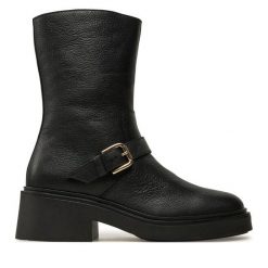 Botki Pollini. Czarne botki damskie Pollini, bez obcasa, na słupku, bez zapięcia. Za 1,609.00 zł.