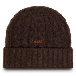 Czapka Coach. Brązowe czapki i kapelusze damskie Coach, na zimę, bez wzorów. Za 259.99 zł.