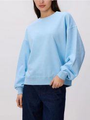 Gładka bluza z bawełną - jasnoniebieski. Niebieskie bluzy damskie Reserved, l, bez wzorów, z bawełny, bez kaptura. Za 89.99 zł.
