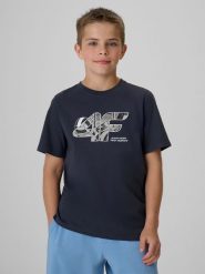 4F T-shirt regular z nadrukiem chłopięcy - szary 134 (8-9 lat). Szare t-shirty dla chłopców 4f, bez wzorów, z bawełny, bez ramiączek. Za 49.99 zł.