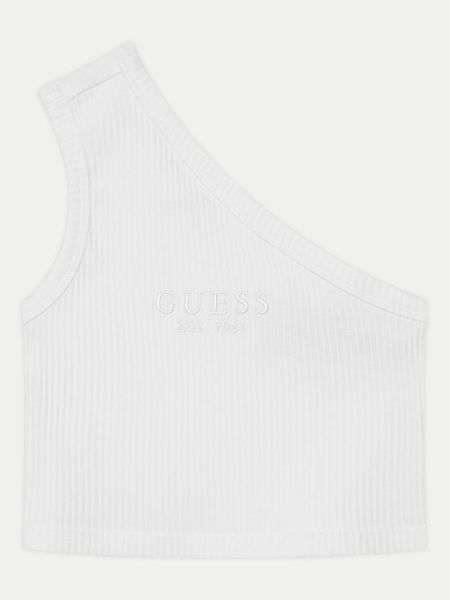 Guess Top J5GI27 KCSK4 Biały Slim Fit. Białe t-shirty i topy dla dziewczynek Guess, z aplikacjami, z bawełny, bez ramiączek. Za 69.99 zł.