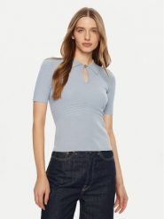 Guess Sweter W5RR10 Z2Y72 Błękitny Regular Fit. Niebieskie swetry damskie Guess, s, z aplikacjami, z wiskozy, bez kołnierzyka, bez ramiączek, bez kaptura. Za 239.99 zł.