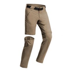 Spodnie turystyczne męskie Quechua MH500 2 w 1. Brązowe spodnie sportowe męskie QUECHUA, m, bez wzorów, z elastanu, trekkingowe. Za 199.99 zł.