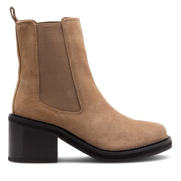 Botki Sergio Bardi. Brązowe botki damskie Sergio Bardi, bez obcasa, na słupku, bez zapięcia. Za 279.99 zł.
