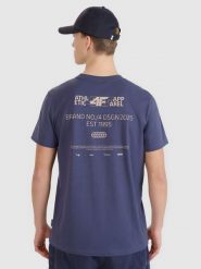 4F T-shirt regular z nadrukiem męski - szary M. Szare koszulki sportowe męskie 4f, m, bez wzorów, z bawełny, klasyczne, bez kołnierzyka. W wyprzedaży za 39.99 zł.