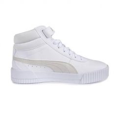 Buty do chodzenia damskie Puma Carina Mid. Białe obuwie sportowe damskie Puma, bez wzorów, z materiału, trekkingowe. Za 289.99 zł.