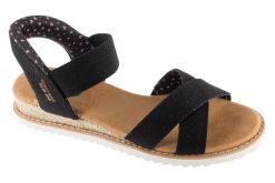 Sandały damskie, Desert Kiss-Golden Lily. Czarne sandały damskie Skechers, bez wzorów, z materiału, bez obcasa, bez zapięcia. Za 289.99 zł.