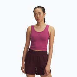 Koszulka Under Armour Vanish Seamless Tank. Czerwone koszulki sportowe damskie Under Armour, bez wzorów, bez kołnierzyka, bez ramiączek, na fitness i siłownię. Za 169.99 zł.