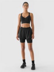 4F Spodenki treningowe 2w1 szybkoschnące damskie - szare XL. Szare szorty sportowe damskie 4f, s, bez wzorów, z dzianiny, klasyczne, z podwyższonym stanem, do biegania. W wyprzedaży za 59.99 zł.