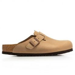 Klapki męskie Birkenstock Boston BS Tabacco Brown. Brązowe klapki męskie Birkenstock, z materiału. Za 872.00 zł.
