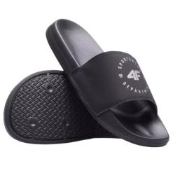 Klapki damskie na basen 4F 4FWSS26FSLIF096. Białe klapki damskie 4f, bez wzorów, z materiału, sportowe, bez obcasa. Za 69.99 zł.