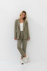 SPODNIE NANCY OLIWKA S - Flawless. Białe spodnie materiałowe damskie Flawless, s, bez wzorów, z gumy. Za 276.80 zł.