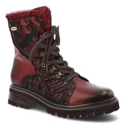 Czerwone Botki Laura Vita Modne Obuwie Damskie. Czerwone kozaki damskie Laura Vita, ze skóry, przed kolano, bez obcasa. Za 467.99 zł.