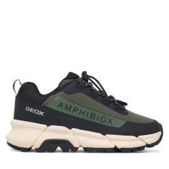Sneakersy Geox. Zielone trampki i tenisówki chłopięce Geox, bez wzorów, bez zapięcia. Za 359.99 zł.