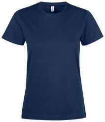 Clique Premium Fashion-T Women – damska koszulka premium 100% bawełny. Niebieskie t-shirty damskie CLIQUE, s, bez wzorów, z bawełny, bez kołnierzyka. Za 118.10 zł.