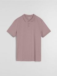 Bawełniana koszulka polo - różowy. Czerwone koszulki polo męskie Sinsay, l, bez wzorów, z bawełny, bez ramiączek. Za 22.99 zł.