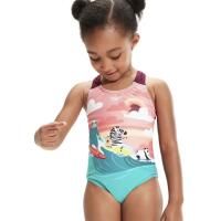 Strój pływacki jednoczęściowy dziecięcy Speedo Digital Printed Swimsuit. Brązowe stroje kąpielowe dla dziewczynek Speedo, bez wzorów, z elastanu. Za 49.99 zł.