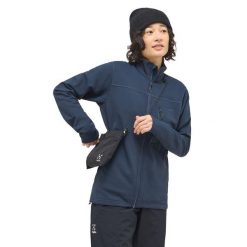 Damska kurtka turystyczna Haglöfs Rosson Mid. Niebieskie kurtki damskie Haglöfs, bez wzorów, bez kaptura. Za 465.75 zł.