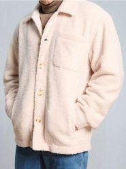 Rozpinana bluza z kołnierzem - kremowy. Białe bluzy męskie Sinsay, l, bez wzorów, bez kaptura. Za 89.99 zł.