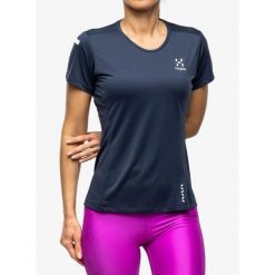 Koszulka szybkoschnąca damska Haglofs L.I.M Tech Tee. Niebieskie koszulki sportowe damskie Haglöfs, l, bez wzorów, bez kołnierzyka, bez ramiączek. Za 144.99 zł.
