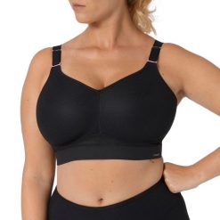 Stanik do biegania Hybrid Lite z wysoki poziomem podtrzymywania. Czarne biustonosze TRIACTION, bez wzorów, z bawełny. Za 298.50 zł.