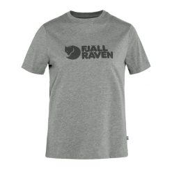 Koszulka trekkingowa damska Fjällräven Logo. Szare koszulki sportowe damskie Fjällräven, s, bez wzorów, sportowe, bez kołnierzyka. Za 209.99 zł.