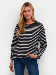 Kaffe Bluzka Winny 10507727 Granatowy Regular Fit. Niebieskie bluzki damskie Kaffe, m, bez wzorów, z bawełny, bez kołnierzyka, bez ramiączek. Za 89.99 zł.