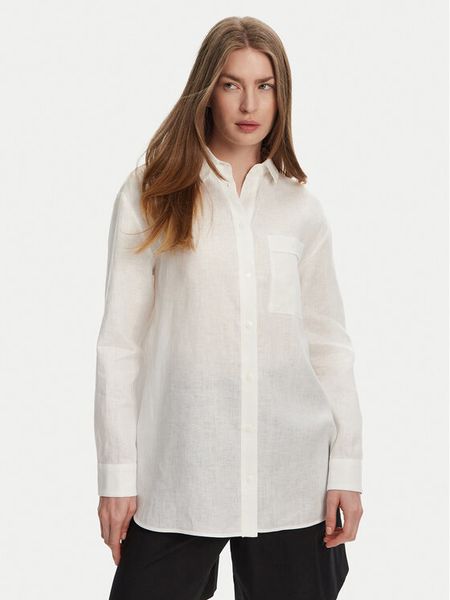 Max Mara Leisure Koszula Noel 2516111018 Biały Regular Fit. Białe bluzki damskie Max Mara Leisure, bez wzorów, ze lnu, bez kołnierzyka, bez ramiączek. Za 499.00 zł.