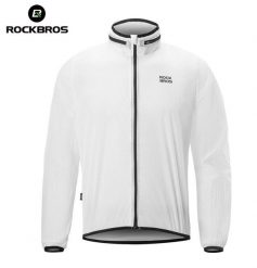 Męska odblaskowa kurtka rowerowa ROCKBROS. Białe kurtki męskie ROCKBROS, m, bez wzorów, z materiału, biznesowe, bez kaptura. Za 275.24 zł.