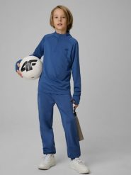 4F Spodnie sportowe szybkoschnące chłopięce - granatowe 122/128 (6-8 lat). Niebieskie spodnie sportowe dla chłopców 4f, bez wzorów, sportowe. Za 129.99 zł.