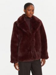 ICONA Futro Cappotti RI5LE012 Bordowy Regular Fit. Czerwone płaszcze damskie ICONA, bez wzorów, z futra, bez kaptura. Za 859.99 zł.