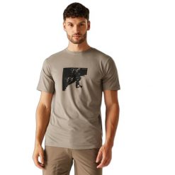 Koszulka Regatta Fingal Stretch. Brązowe koszulki sportowe męskie Regatta, bez wzorów, bez kołnierzyka, bez ramiączek, trekkingowe. Za 137.00 zł.